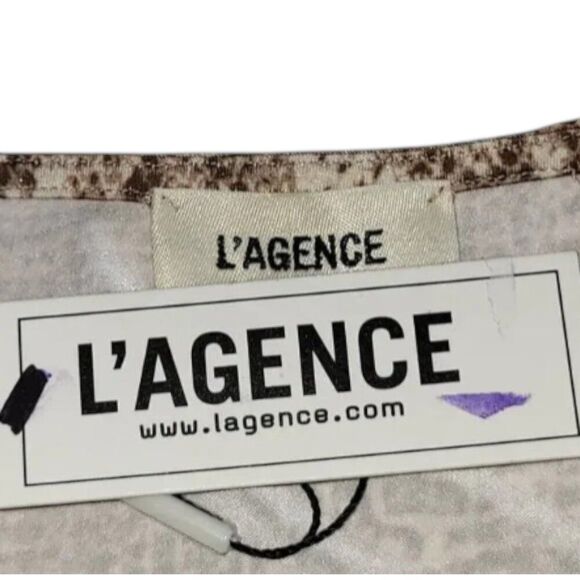 NEW L’AGENCE X-Small Sleek Neutral Maxi Dress Snakeskin Print One Shoulder Party - Picture 13 of 13